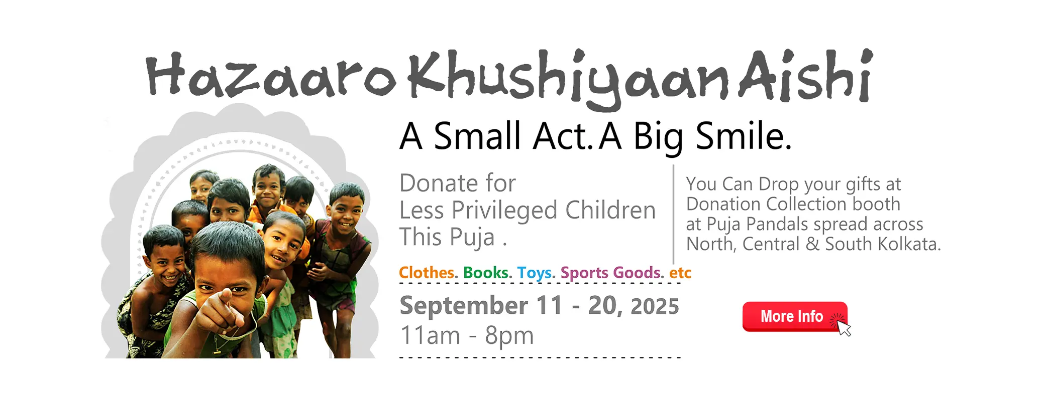 Hazdarō Khushiyaan - Donate for Less Privileged Children This Puja